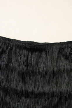 Clearance Dear-Lover Tiered Fringe Trimmed Mini Skirt Black