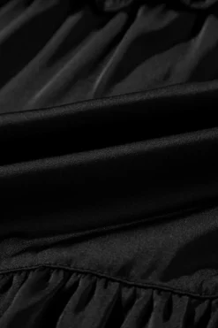 Hot Dear-Lover Tiered Ruffled Puff Sleeve Loose Fit Mini Dress Black
