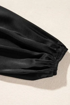 Hot Dear-Lover Tiered Ruffled Puff Sleeve Loose Fit Mini Dress Black