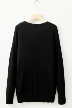 Online Dear-Lover Tinsel Merry and Bright Graphic Christmas Sweater Black