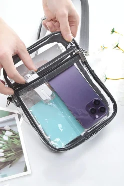 Online Dear-Lover Transparent PVC Zipper Crossbody Bag Black