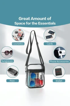 Online Dear-Lover Transparent PVC Zipper Crossbody Bag Black