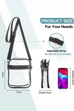 Online Dear-Lover Transparent PVC Zipper Crossbody Bag Black