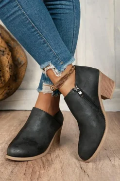 Clearance Dear-Lover Tulip Opening Suede Ankle Boots Black