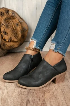 Clearance Dear-Lover Tulip Opening Suede Ankle Boots Black