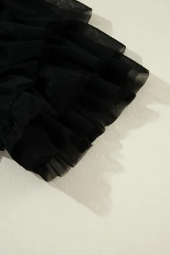 Hot Dear-Lover Tulle Ruffle Sleeve Blouse Black