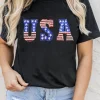 Outlet Dear-Lover USA Stars and Stripes Crew Neck Graphic Tee Black