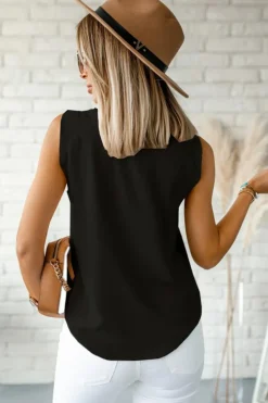 Best Dear-Lover V Neck Knotted Shoulder Vest Black