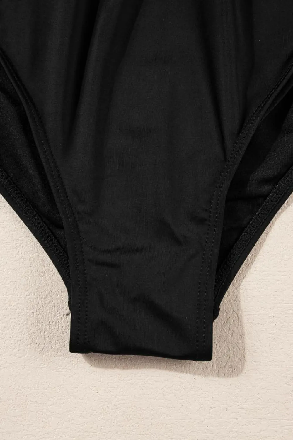 New Dear-Lover V Neck Twist Ruched Crisscross Backless One-Piece Swimsuit Black