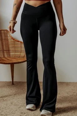 New Dear-Lover V Shape High Waist Flared Leggings Black
