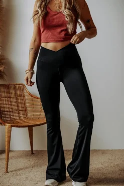 New Dear-Lover V Shape High Waist Flared Leggings Black