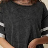 Clearance Dear-Lover Varsity Stripe Half Sleeve Vintage Tee Black