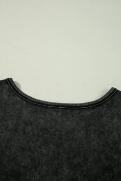 Clearance Dear-Lover Varsity Stripe Half Sleeve Vintage Tee Black