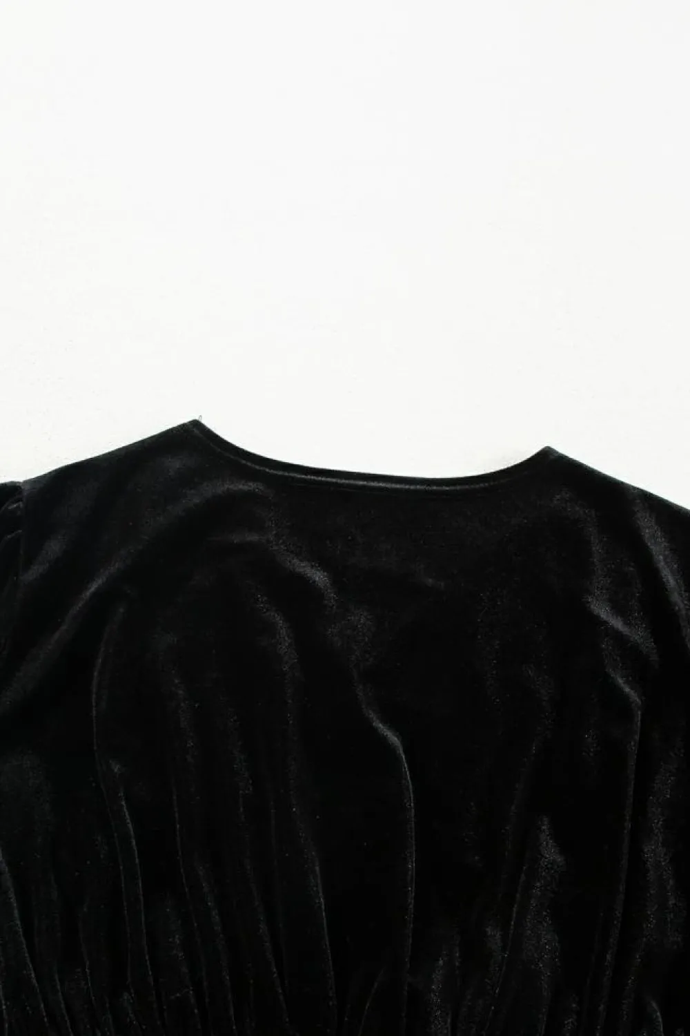 Clearance Dear-Lover Velvet Long Sleeve Surplice High Waist Mini Dress Black