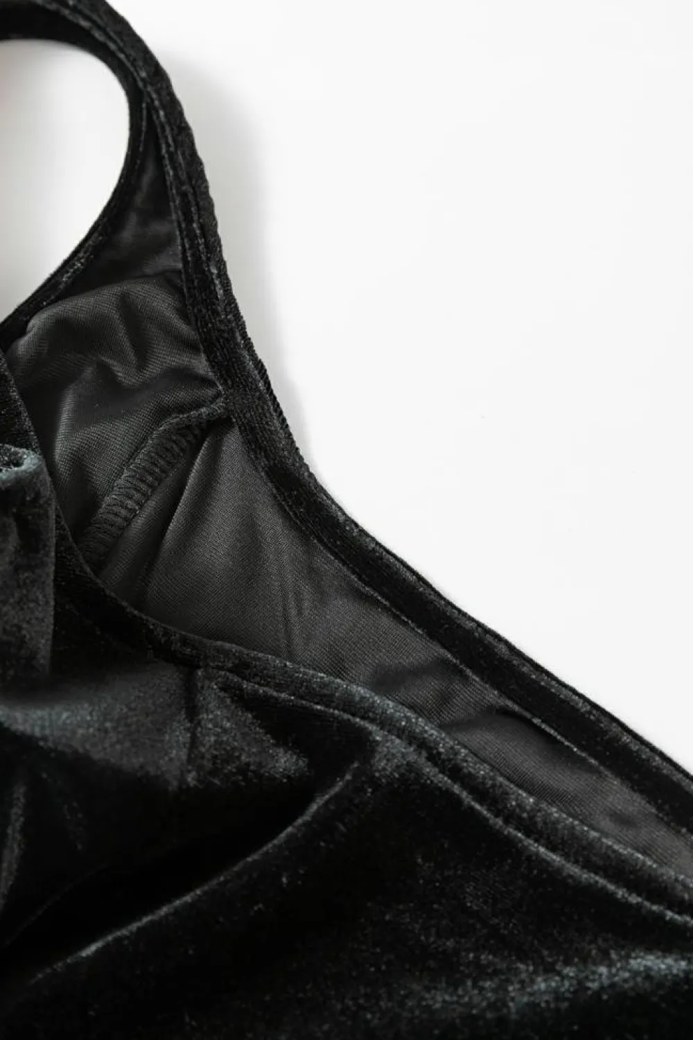 Clearance Dear-Lover Velvet Square Neck Sleeveless High Waist Mini Dress with Pockets Black