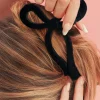 New Dear-Lover Velvet-Flocked Bow Shape Claw Clip Black