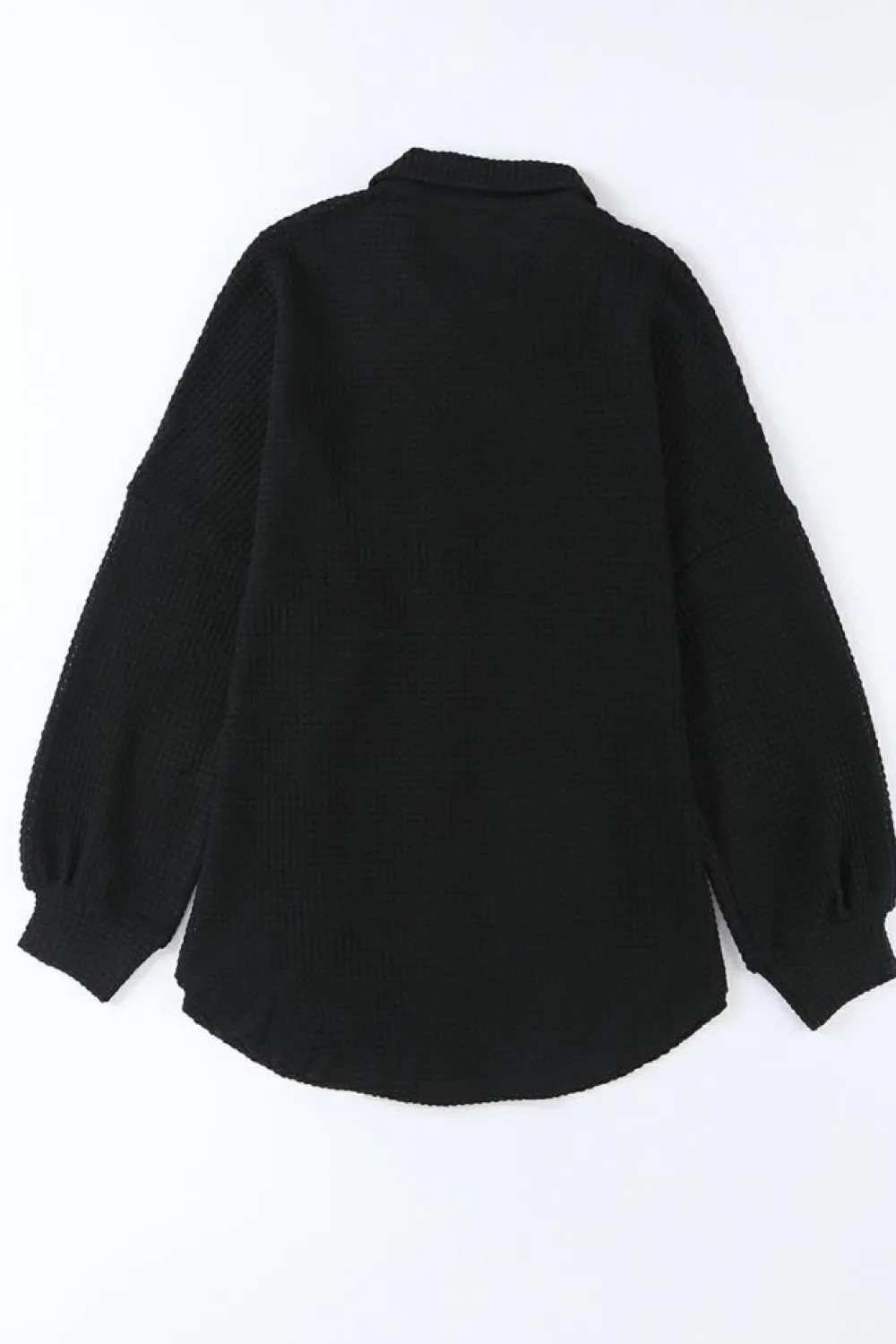 New Dear-Lover Waffle Knit Button Up Casual Shirt Black