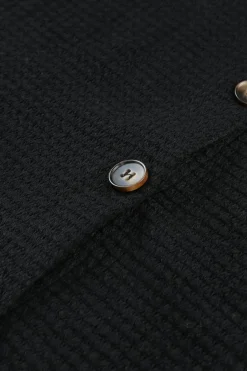 New Dear-Lover Waffle Knit Button Up Casual Shirt Black