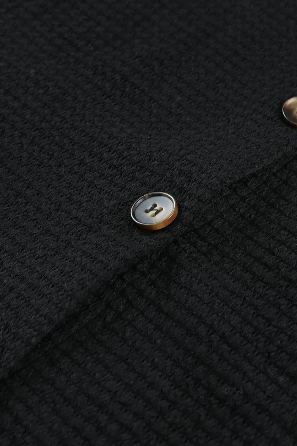 New Dear-Lover Waffle Knit Button Up Casual Shirt Black