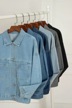 Discount Dear-Lover Washed Oversize Pocketed Denim Jacket Black
