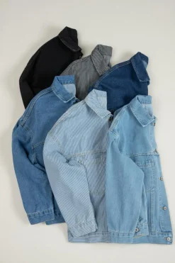 Discount Dear-Lover Washed Oversize Pocketed Denim Jacket Black