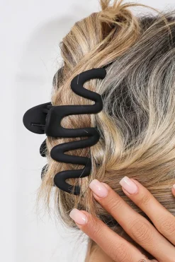 Online Dear-Lover Wave Shape Resin Large Hair Claw Clip Black