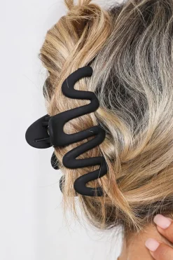 Online Dear-Lover Wave Shape Resin Large Hair Claw Clip Black