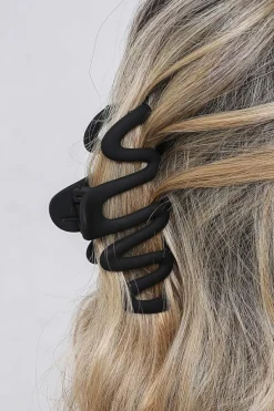 Online Dear-Lover Wave Shape Resin Large Hair Claw Clip Black