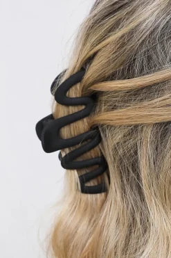Online Dear-Lover Wave Shape Resin Large Hair Claw Clip Black