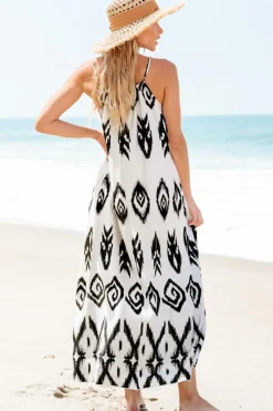 Outlet Dear-Lover Western  Aztec Printed Fashion Vacation Sundress Black