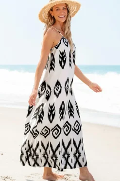 Outlet Dear-Lover Western  Aztec Printed Fashion Vacation Sundress Black