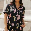 Fashion Dear-Lover Western Boots Printed Short Pajama Set Black