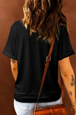 Hot Dear-Lover Western Bull Head Embroidered Pattern T Shirt Black