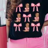 Clearance Dear-Lover Western Cowboy Boots Crew Neck Graphic Tee Black