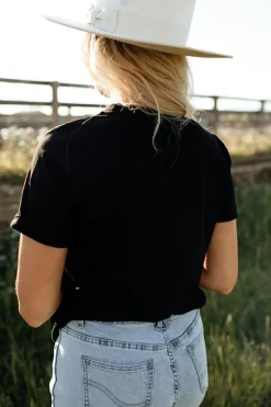 Best Dear-Lover Western Cute Cow Head Printed Graphic Tee Black