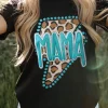 Online Dear-Lover Western MAMA Leopard Lightning Graphic Tee Black