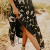 Clearance Dear-Lover Western Print Tiered Ruffled High Waist Maxi Skirt Black