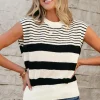 Outlet Dear-Lover Striped O Neck Sweater Vest Black white