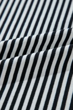 Clearance Dear-Lover Striped Patchwork 3/4 Sleeve Oversize Top Black white