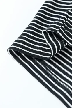 Online Dear-Lover Striped Print Buttoned Wide Leg Sleeveless Jumpsuit Black white