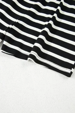 Outlet Dear-Lover Striped Short Sleeve Top and Shorts Set Black white