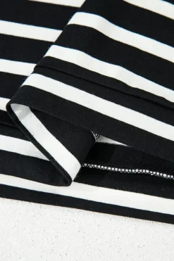 Outlet Dear-Lover Striped Short Sleeve Top and Shorts Set Black white