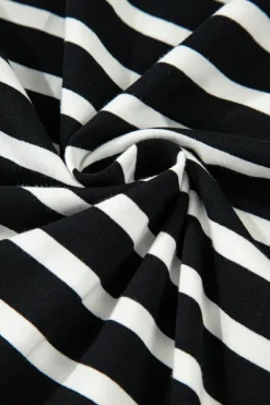 Outlet Dear-Lover Striped Short Sleeve Top and Shorts Set Black white
