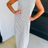Clearance Dear-Lover Striped Vest Shift Maxi Dress Black White