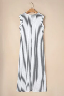 Clearance Dear-Lover Striped Vest Shift Maxi Dress Black White