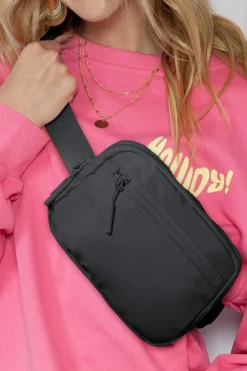 Online Dear-Lover Wide Belt Zipped Square Crossbody Bag Black