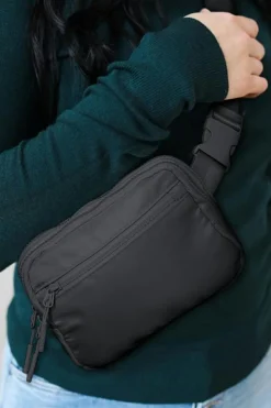 Online Dear-Lover Wide Belt Zipped Square Crossbody Bag Black