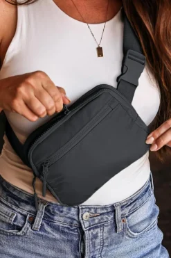 Online Dear-Lover Wide Belt Zipped Square Crossbody Bag Black