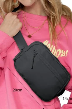Online Dear-Lover Wide Belt Zipped Square Crossbody Bag Black