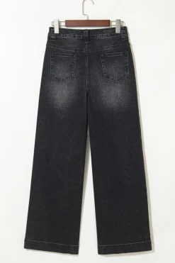 Online Dear-Lover Wide Leg Pocketed High Waist Jeans Black